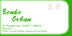benke orban business card